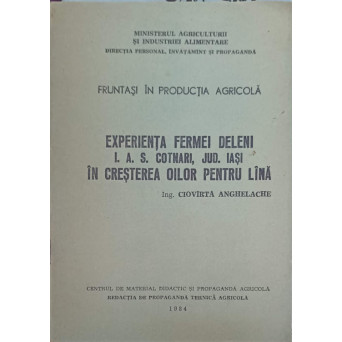 EXPERIENTA FERMEI DELENI I.A.S. COTNARI, JUD. IASI IN CRESTEREA OILOR PENTRU LANA