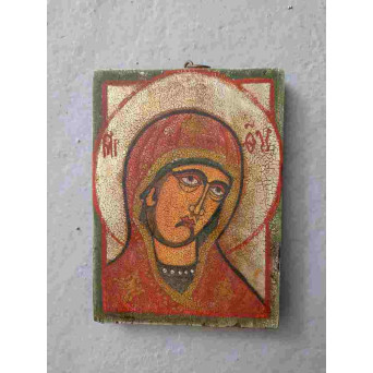 ICOANA VECHE PE LEMN - MAICA DOMNULUI. 11X15 CM