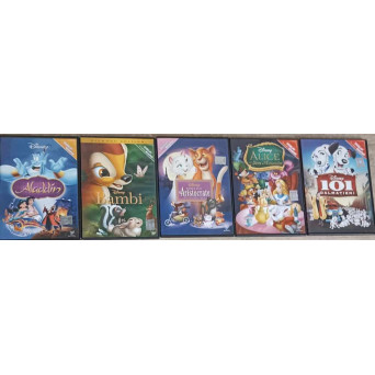 SET 5 DVD-URI POVESTI CLASICE DISNEY (ALADDIN, BAMBI, PISICILE ARISTOCRATE, ALICE IN TARA MINUNILOR, 101 DALMATIENI)