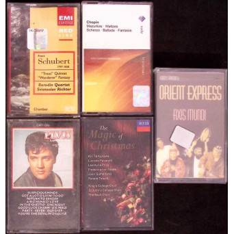 LOT 5 CASETE AUDIO MUZICA DIVERSA: SIMFONICA, DE CRACIUN, ELVIS, ORIENT EXPRESS ETC.