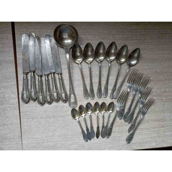 SET TACAMURI ALPACA ARGINTATA. 25 PIESE. OBIECTE DE COLECTIE, DECOR