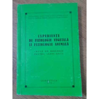 EXPERIENTE DE FIZIOLOGIE VEGETALA SI FIZIOLOGIE ANIMALA. TRUSA DE BIOLOGIE PENTRU ELEVI-LICEU