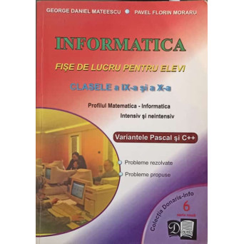 INFORMATICA. FISE DE LUCRU PENTRU ELEVI CLASELE A IX-A SI A X-A
