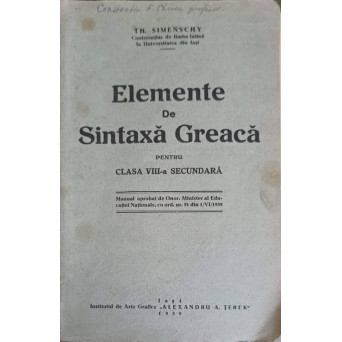 ELEMENTE DE SINTAXA GREACA PENTRU CLASA VIII-A SECUNDARA