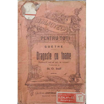 DRAGOSTE CU TOANE. PASTORALA INTR-UN ACT IN VERSURI, TRADUSA DE ST.O. IOSIF