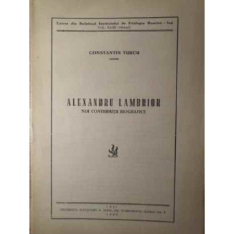 ALEXANDRU LAMBRIOR NOI CONTRIBUTII BIOGRAFICE