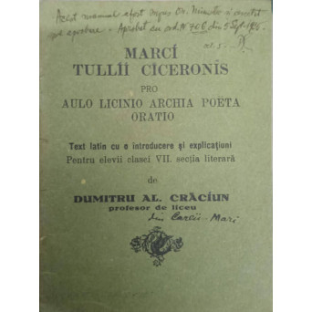 MARCI TULLII CICERONIS PRO AULO LICINIO ARCHIA POETA ORATIO