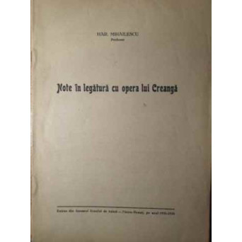 NOTE IN LEGATURA CU OPERA LUI CREANGA