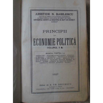 PRINCIPII DE ECONOMIE POLITICA VOL.II (2) MUNCA. PARTEA I-A