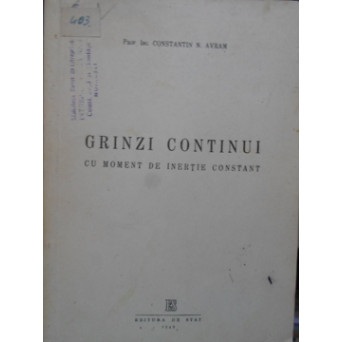 GRINZI CONTINUI CU MOMENT DE INERTIE CONSTANT