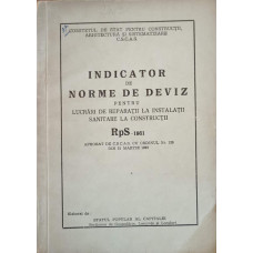 INDICATOR DE NORME DE DEVIZ PENTRU LUCRARI DE INSTALATII SANITARE LA CONSTRUCTII RPS-1961