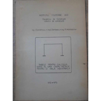 TABELE PENTRU CALCULUL STATIC AL UNUI CADRU METALIC PENTRU O HALA INDUSTRIALA