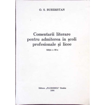 COMENTARII LITERARE PENTRU ADMITEREA IN SCOLI PROFESIONALE SI LICEE