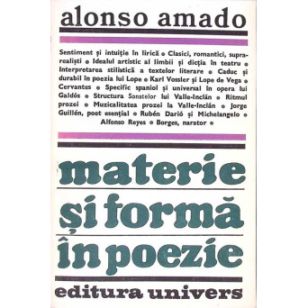 MATERIE SI FORMA IN POEZIE