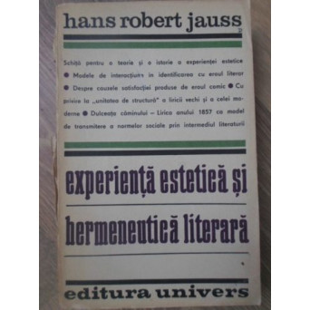 EXPERIENTA ESTETICA SI HERMENEUTICA LITERARA