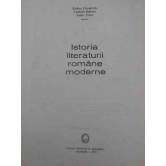 ISTORIA LITERATURII ROMANE MODERNE