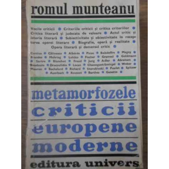 METAMORFOZELE CRITICII EUROPENE MODERNE