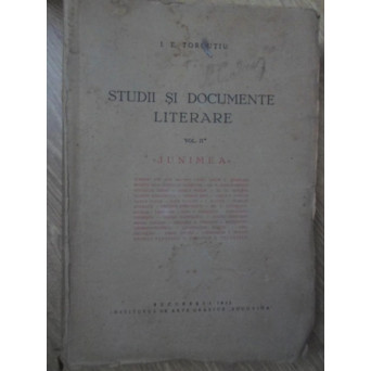 STUDII SI DOCUMENTE LITERARE VOL. II JUNIMEA