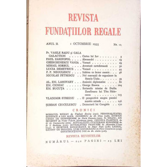 REVISTA FUNDATIILOR REGALE - ANUL II, NR.10, OCTOMBRIE 1935