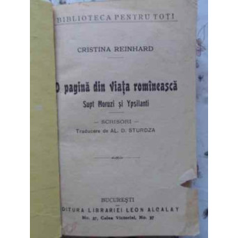 O PAGINA DIN VIATA ROAMANEASCA SUPT MORUZI SI YPSILANTI