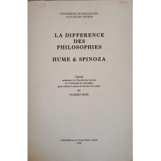 LA DIFFERENCE DES PHILOSOPHIES. HUME & SPINOZA