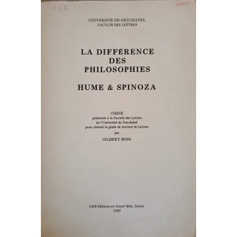 LA DIFFERENCE DES PHILOSOPHIES. HUME & SPINOZA