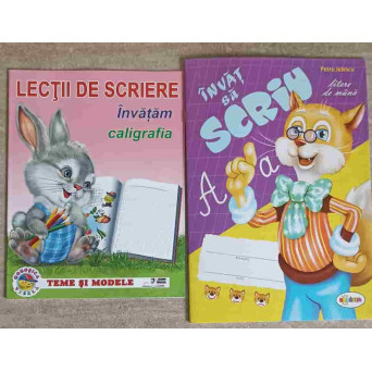 SET 2 CAIETE: LECTII DE SCRIERE, INVATAM CALIGRAFIA; INVAT SA SCRIU LITERE DE MANA