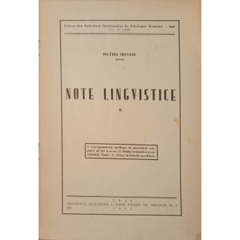 NOTE LINGVISTICE VOL.2