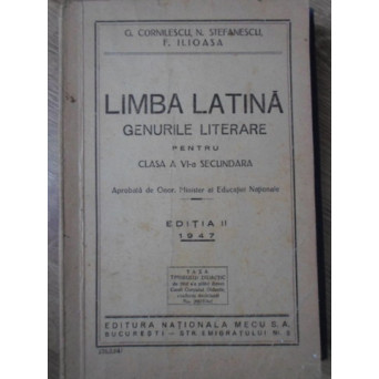 LIMBA LATINA. GENURILE LITERARE PENTRU CLASA A VI-A SECUNDARA