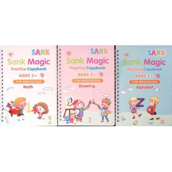 SANK MAGIC, PRACTICE COPYBOOK AGES 3+ FOR PRESCHOOLS: DRAWING, MATH, ALPHABET