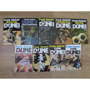 CICLUL DUNE VOL.1-7, 9 CARTI (IMPARATUL ZEU AL DUNEI, CANONICATUL DUNEI, ERETICII DUNEI, ETC.)