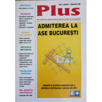 ADMITEREA LA ASE BUCURESTI, SESIUNEA IULIE 2001