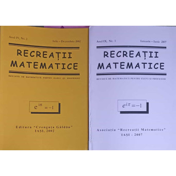 RECREATII MATEMATICE, SET 2 REVISTE DE MATEMATICA PENTRU ELEVI SI PROFESORI NR.2/2002, NR.1/2007