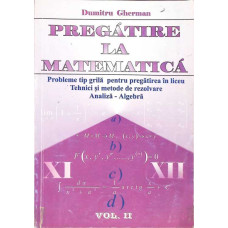 PREGATIRE LA MATEMATICA. PROBLEME TIP GRILA PENTRU PREGATIREA IN LICEU. TEHNICI SI METODE DE REZOLVARE VOL.II ANALIZA - ALGEBRA XI-XII