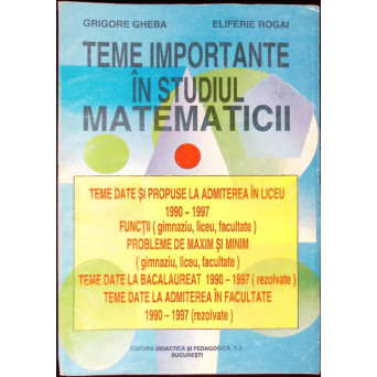 TESTE IMPORTANTE IN STUDIUL MATEMATICII