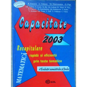 MATEMATICA. RECAPITULARE RAPIDA SI EFICIENTA PRIN TESTE TEMATICE. CAPACITATE 2003