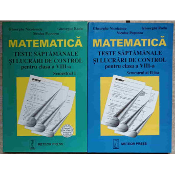 MATEMATICA. TESTE SAPTAMANALE SI LUCRARI DE CONTROL PENTRU CLASA A VIII- A, SEMESTRUL 1,2
