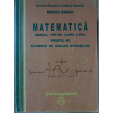 MATEMATICA MANUAL PENTRU CLASA A XII-A PROFIL M1 ELEMENTE DE ANALIZA MATEMATICA