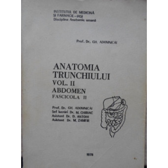 ANATOMIA TRUNCHIULUI VOL.II ABDOMEN FASCICOLA II