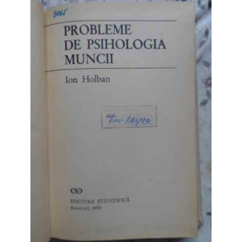 PROBLEME DE PSIHOLOGIA MUNCII
