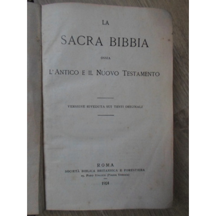 La Sacra Bibbia,ossia l'Antico e ilnuovo