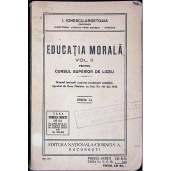 EDUCATIA MORALA VOL.2 PENTRU CURSUL SUPERIOR DE LICEU