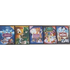 SET 5 DVD-URI POVESTI CLASICE DISNEY (ALADDIN, BAMBI, PISICILE ARISTOCRATE, ALICE IN TARA MINUNILOR, 101 DALMATIENI)