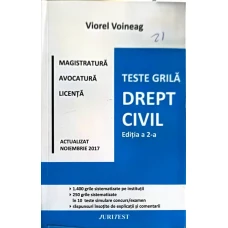 MAGISTRATURA, AVOCATURA, LICENTA: TESTE GRILA, DREPT CIVIL