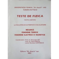 TESTE DE FIZICA PENTRU ADMITERE LA FACULTATEA DE AUTOMATICA SI CALCULATOARE