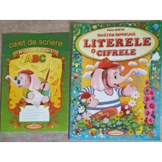 SET 2 CAIETE: INVATAM IMPREUNA LITERELE SI CIFRELE; CAIET DE SCRIERE, ALFABETUL