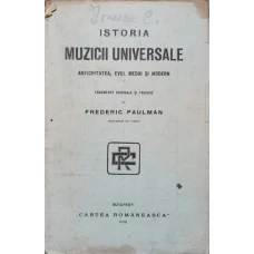 ISTORIA MUZICII UNIVERSALE/ ANTICHITATEA, EVUL MEDIU SI MODERN