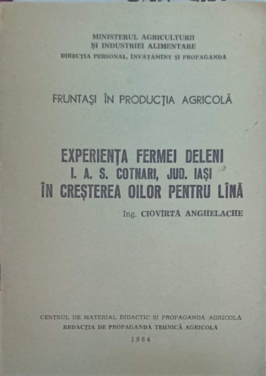 Experienta fermei deleni i.a.s. cotnari, jud. iasi in cresterea oilor pentru lana