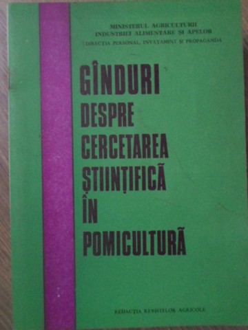 Ganduri Despre Cercetarea Stiintifica In Pomicultura