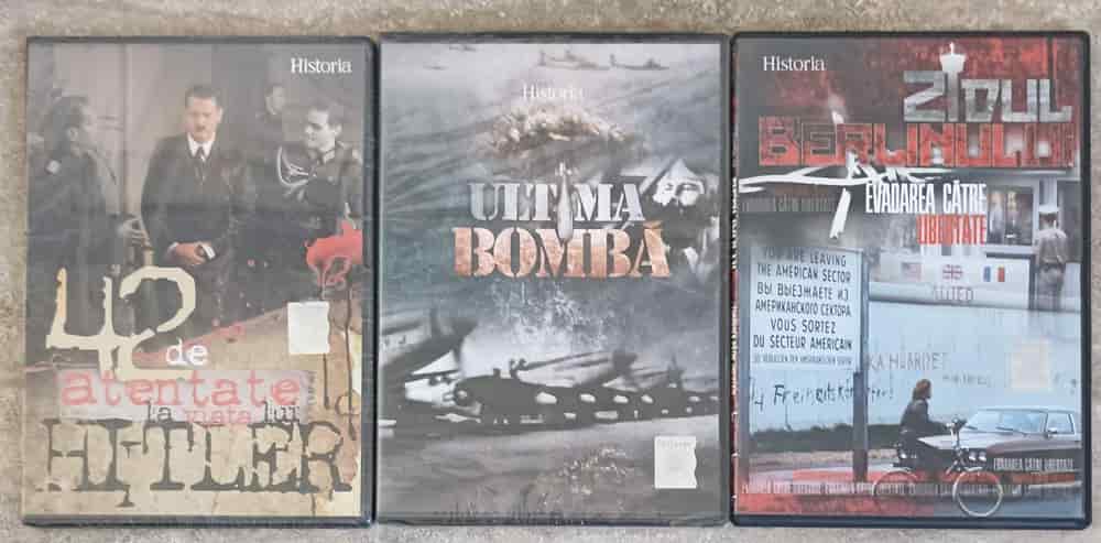 Vezi detalii pentru Lot 3 Dvd-uri Filme Historia: 42 De Atentate La Viata Lui Hitler; Ultima Bomba; Zidul Berlinului